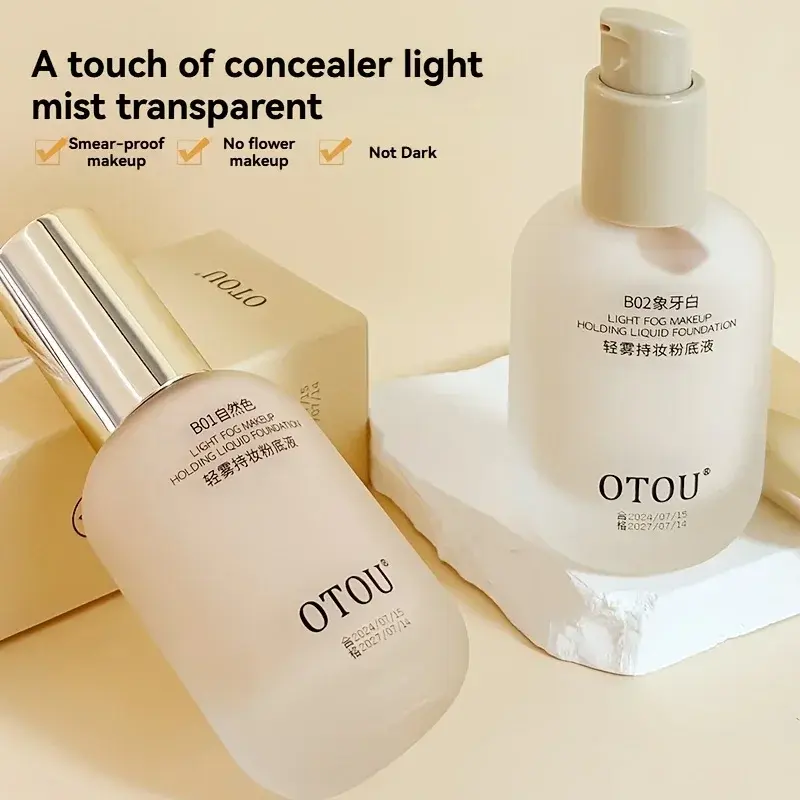 OTOU 30ml Liquid Foundation Concealer Long-Lasting BB Cream Waterproof for Dry to Oily Skin Brightening Skin Care