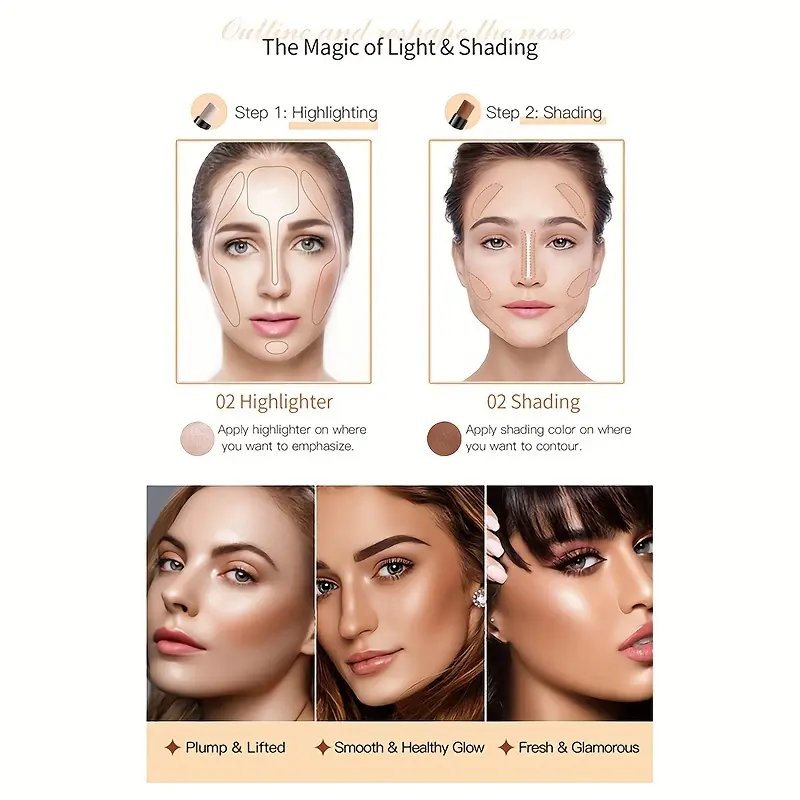 2 in 1 Contouring Stick Makeup Nose Shadow Bronzer Concealer Shading Highlighters - Makeup Stick for Daily Makeup Mother's Day
