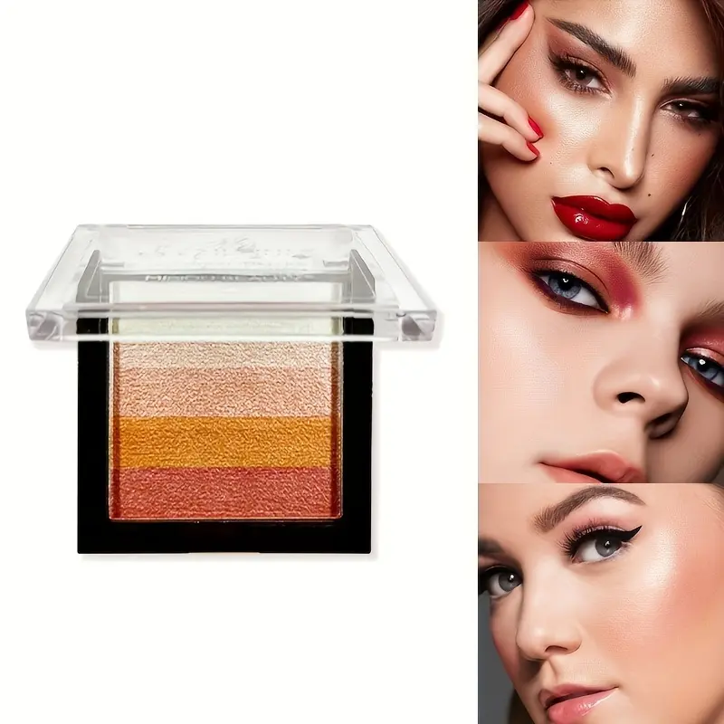 5 color striped non-smudge-proof waterproof pearlescent highlight micro-flash color eyeshadow tray