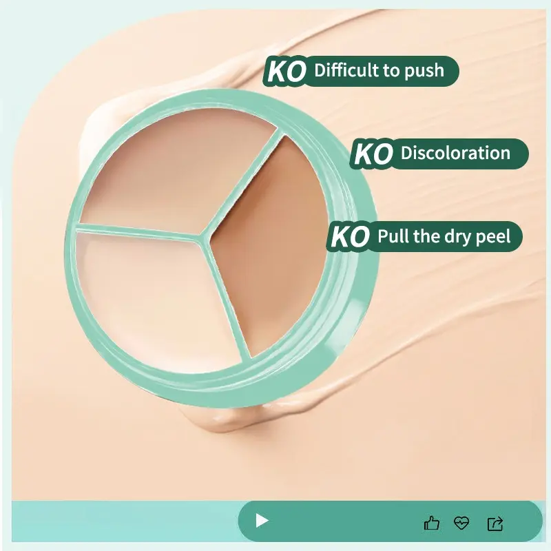 3-in-1 Waterproof Concealer Palette Medium Skin Tone Natural Finish Cream Texture Medium Full Coverage Hydrating for Blemishes