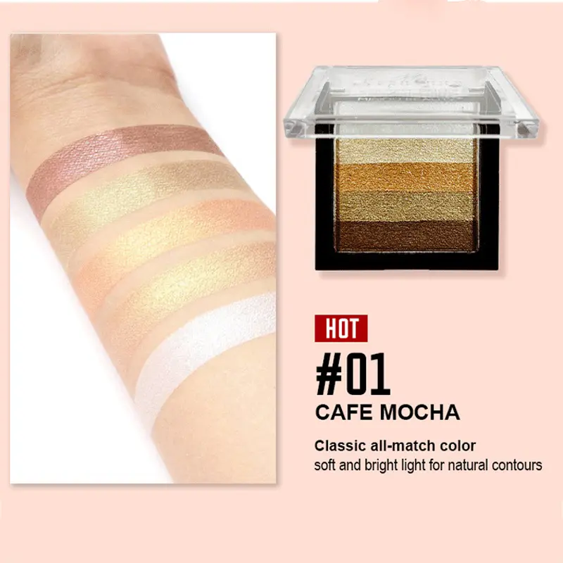 5 color striped non-smudge-proof waterproof pearlescent highlight micro-flash color eyeshadow tray