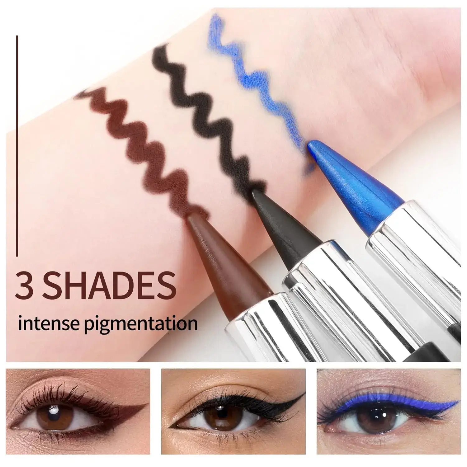 Waterproof Blue Black Smoky Eyes Eyeliner Pencil - Quick-Drying Matte Lipstick Eyeliner Gel Pen for Long-Lasting Makeup