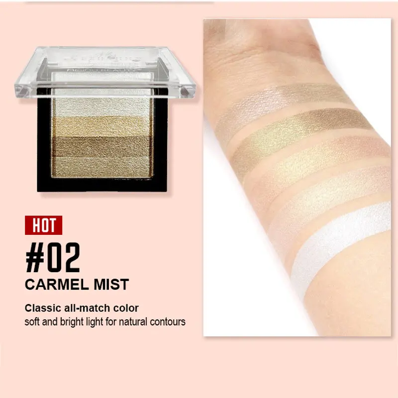 5 color striped non-smudge-proof waterproof pearlescent highlight micro-flash color eyeshadow tray