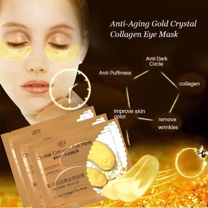 10PCS Crystal Gold Collagen Eye Masks Anti-Aging Dark Circles Under-Eye Bags Moisturizing Patches for Skin Care