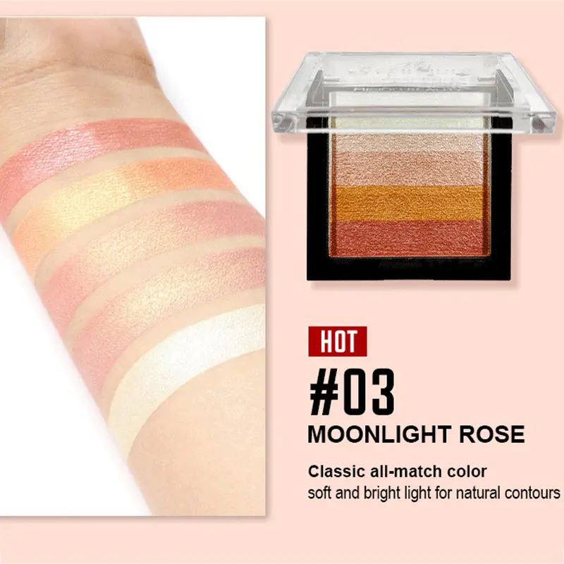 5 color striped non-smudge-proof waterproof pearlescent highlight micro-flash color eyeshadow tray