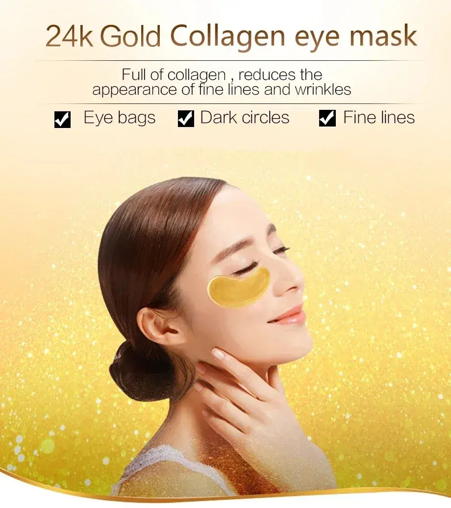 10PCS Crystal Gold Collagen Eye Masks Anti-Aging Dark Circles Under-Eye Bags Moisturizing Patches for Skin Care