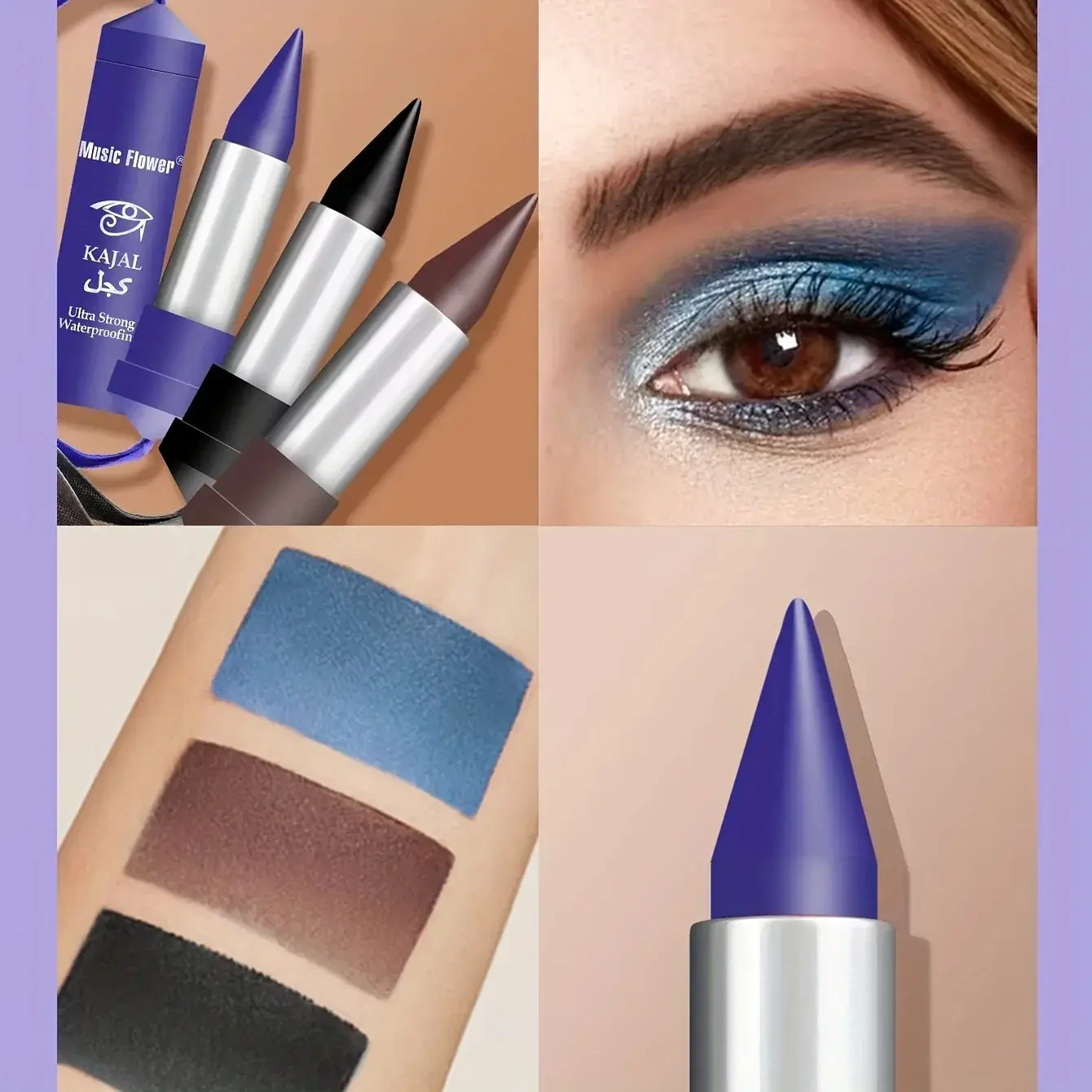 Waterproof Blue Black Smoky Eyes Eyeliner Pencil - Quick-Drying Matte Lipstick Eyeliner Gel Pen for Long-Lasting Makeup