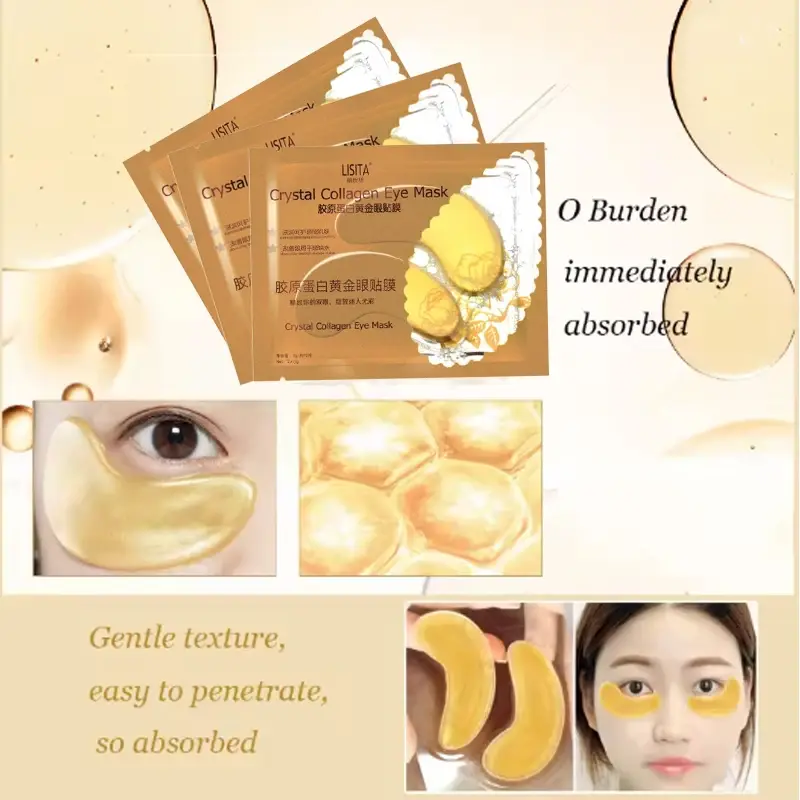 10PCS Crystal Gold Collagen Eye Masks Anti-Aging Dark Circles Under-Eye Bags Moisturizing Patches for Skin Care