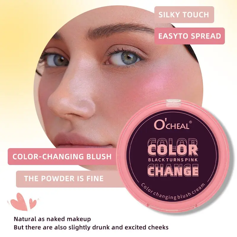 1 PC Color-changing Cream Blush - Long-lasting, Non-sticky, Pigmented, Brightening, Multi-purpose, Suitable for All Skin Types