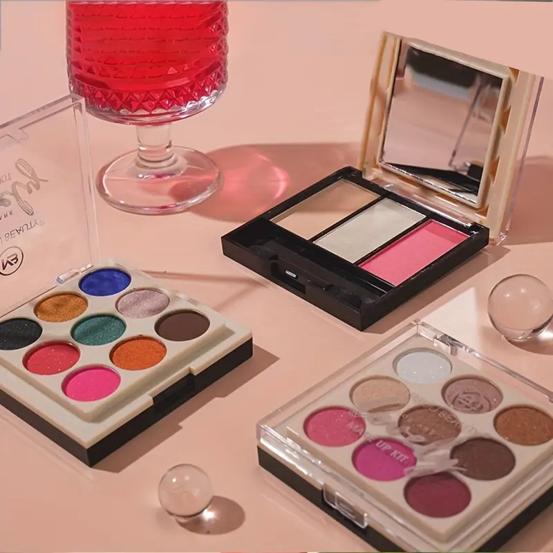 12 Colors 3 in 1 Eyeshadow Blush Highlighter Palette Matte & Shimmer Eyeshadow Palette Multi-Purpose Multi-Color Dual Layer