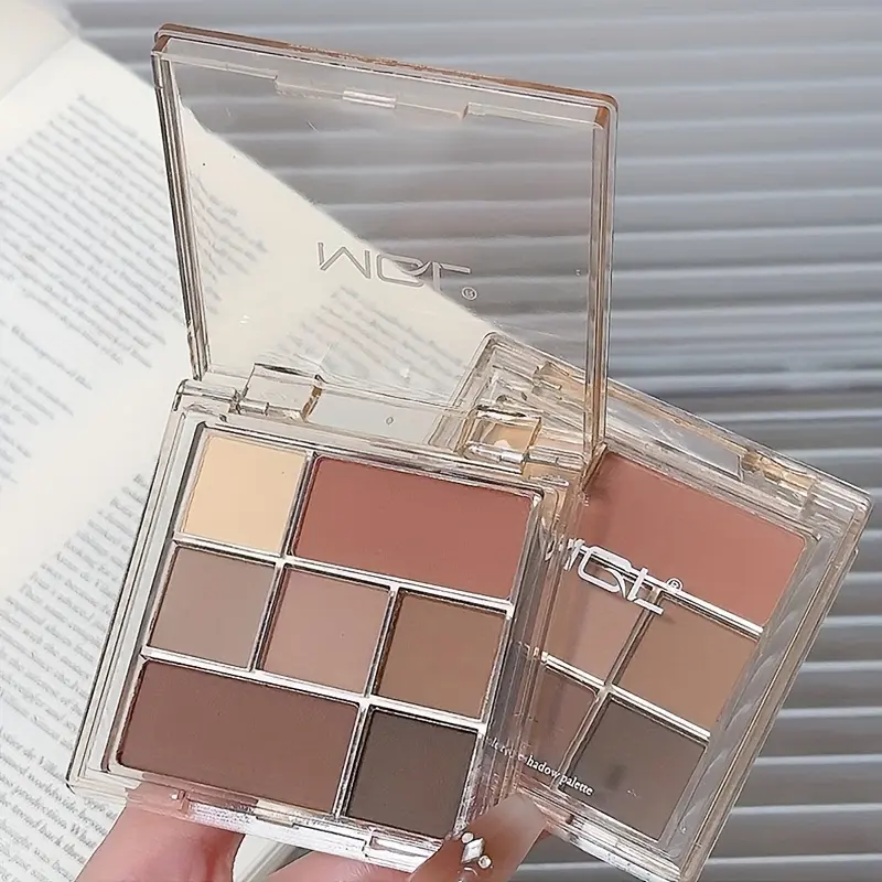 7-Color Matte Pearl Eyeshadow Palette Shimmering Sparkling Cosmetic Pigments for Eyes Long-lasting Waterproof Smudge-proof Makeu