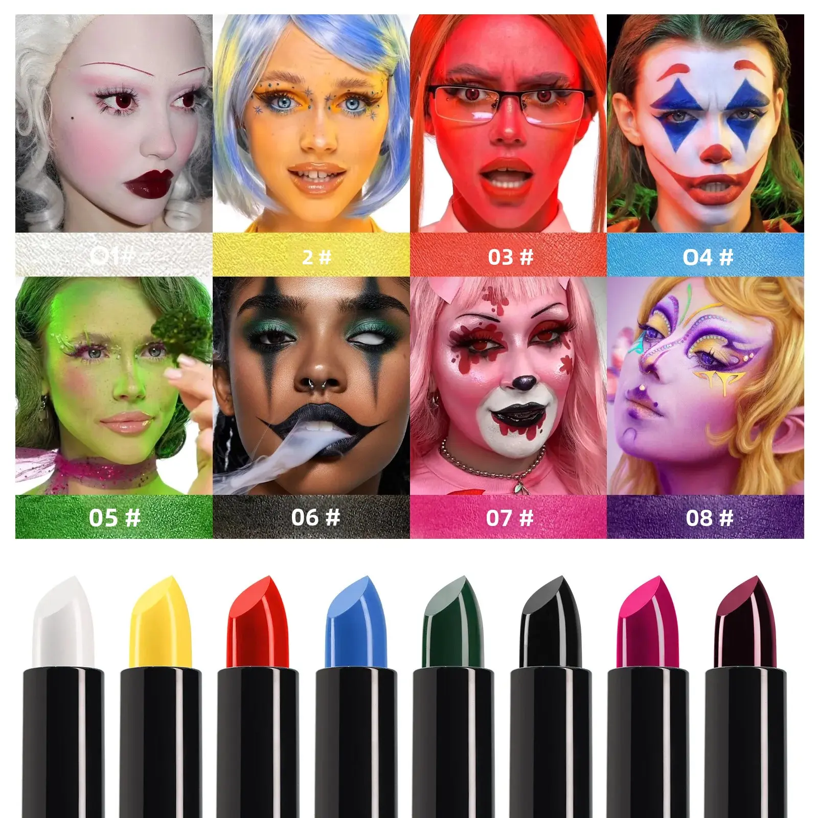 4pcs/Set Matte Soft Mist Lipstick Set Easy Apply Color Enhancing Vampire Halloween Makeup Face Body Painting Clown Cosplay