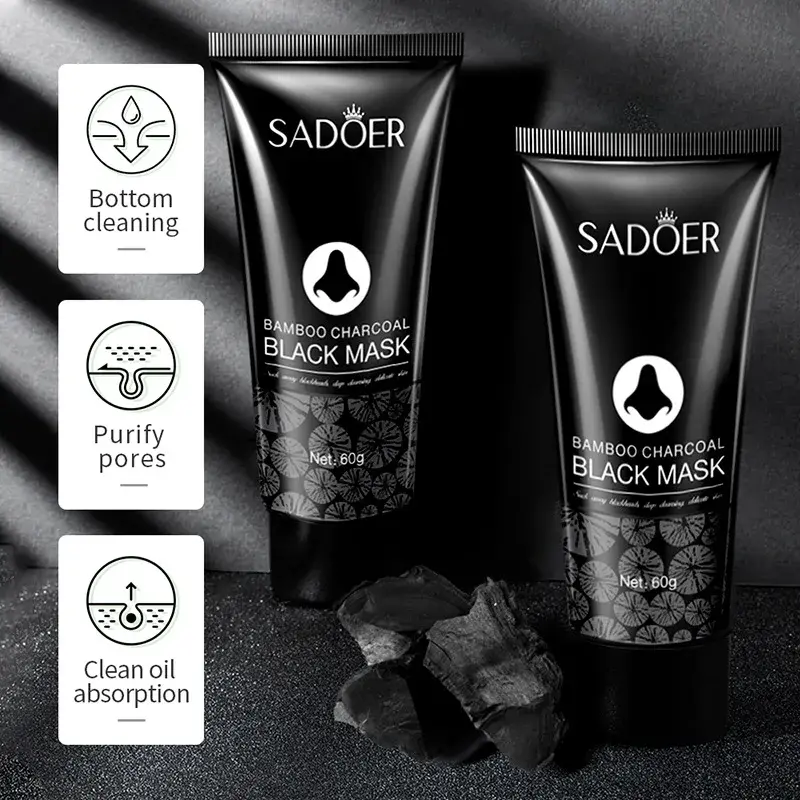60g Bamboo Charcoal Peel Off Mask Deep Cleansing Oil Control Blackhead Removal Pore Minimizer for Nose&T-Zone Purifying FaceCare