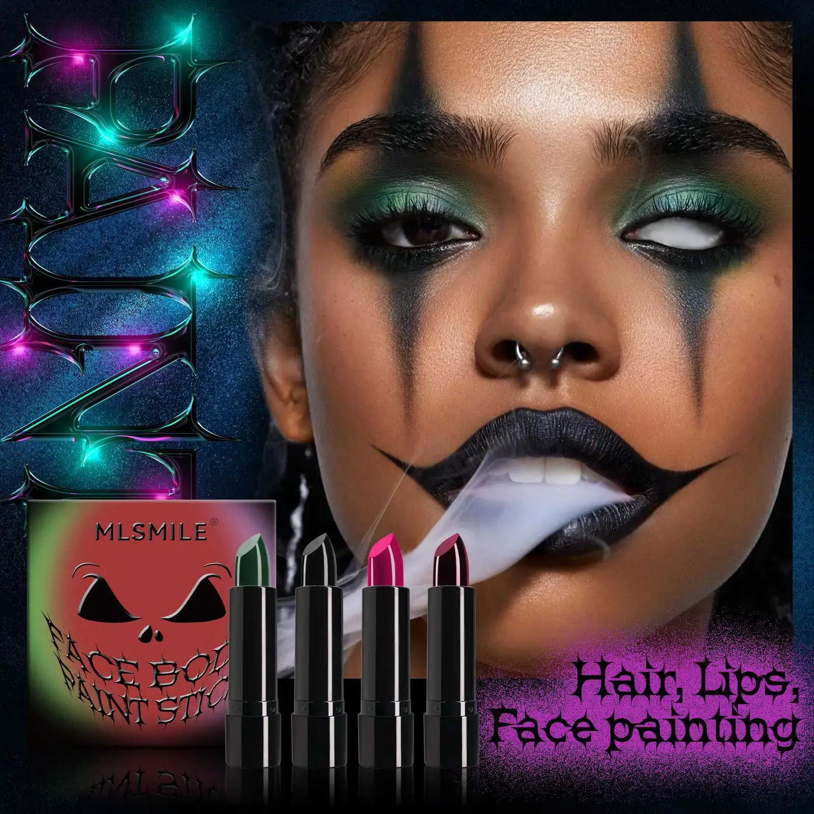 4pcs/Set Matte Soft Mist Lipstick Set Easy Apply Color Enhancing Vampire Halloween Makeup Face Body Painting Clown Cosplay