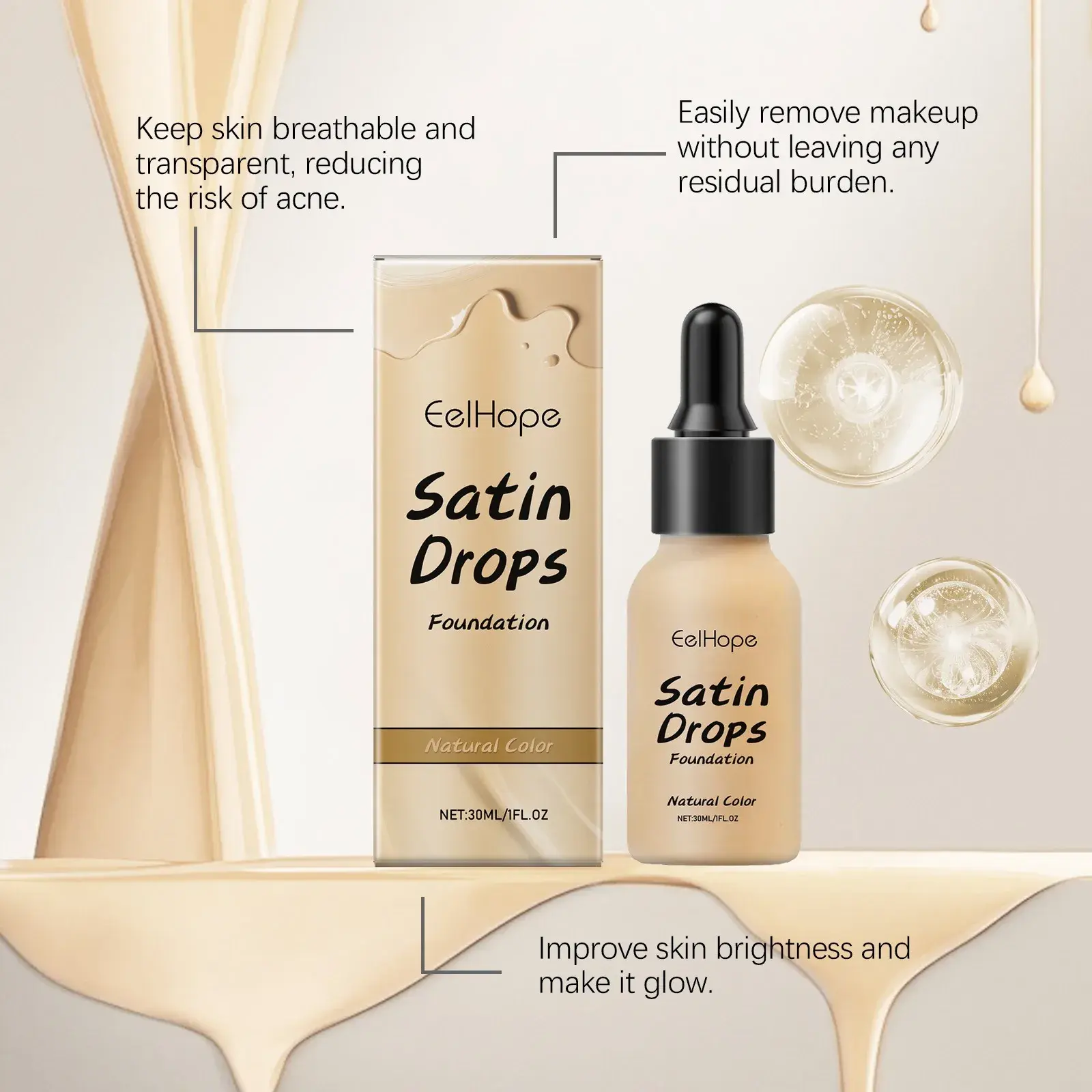 EELHOPE Hydrating Lightweight Concealer Foundation - Natural Gentle Ingredients Makeup Gentle on Skin Long-lasting Coverage