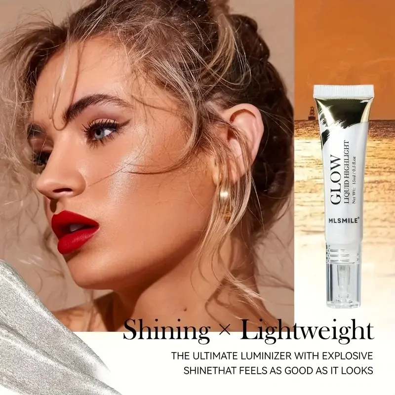 1PC Highly Pigmented Liquid Highlighter Makeup Waterproof Lasting Shimmer Glow Stick for Face Body Eyes Contour Highlighting