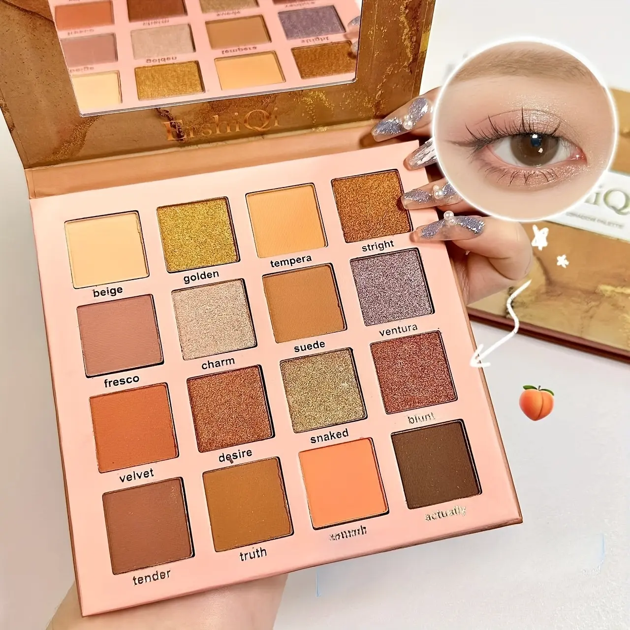 Golden Sunshine 16-Color Eyeshadow Blush & Highlighter Set - Pure Innocent Earth Tone Makeup Palette for Natural Look