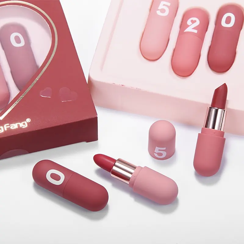 3Pcs Nude Liquid Lipstick Set for Women Waterproof Long-Lasting Beauty Cosmetic Kit Valentine's Day Gift Birthday Makeup
