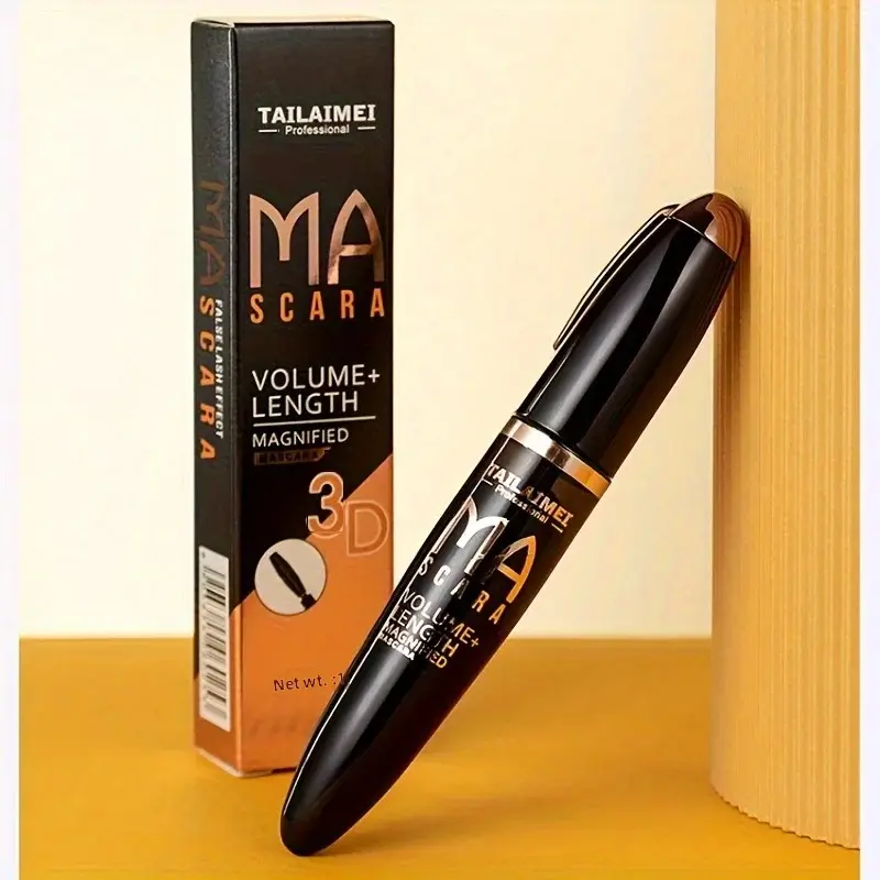1 PC Waterproof 3D Mascara Thick Long Smudge-proof Plump Encrypted Long-lasting Curling Large Eye Makeup with 360° Spiral Brush