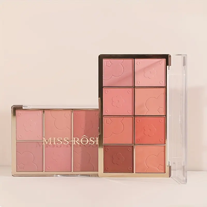 8-Color Matte Blush Palette Portable Sweatproof Long-Lasting Natural Cheek Makeup Skin-Fit Blusher Compact for Makeup Enthusiast