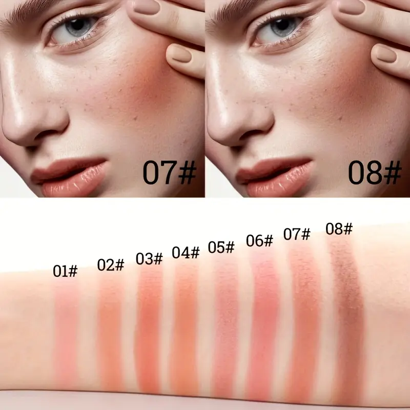 8-Color Matte Blush Palette Portable Sweatproof Long-Lasting Natural Cheek Makeup Skin-Fit Blusher Compact for Makeup Enthusiast