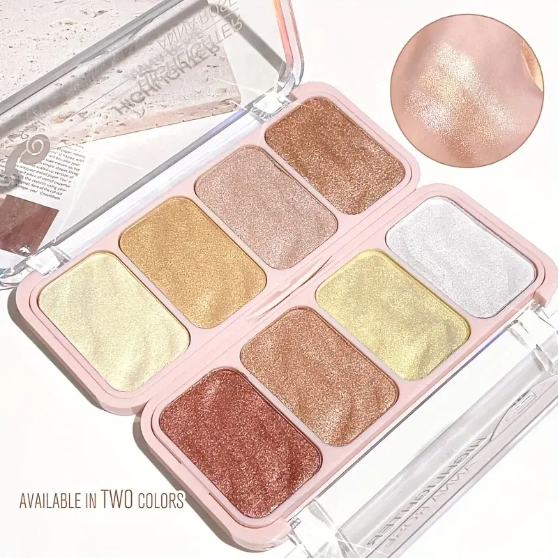 4-Color Highlighter Palette Pearl Shimmer Diamond Glow Waterproof Long-Lasting Makeup for Face & Eye Daily Party Holiday Use