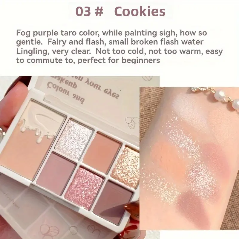 7 Color 2-in-1 Eyeshadow And Blush Palette - Oat Milk Tea Nude Chestnut Matte Shimmer Waterproof Long-Lasting Makeup