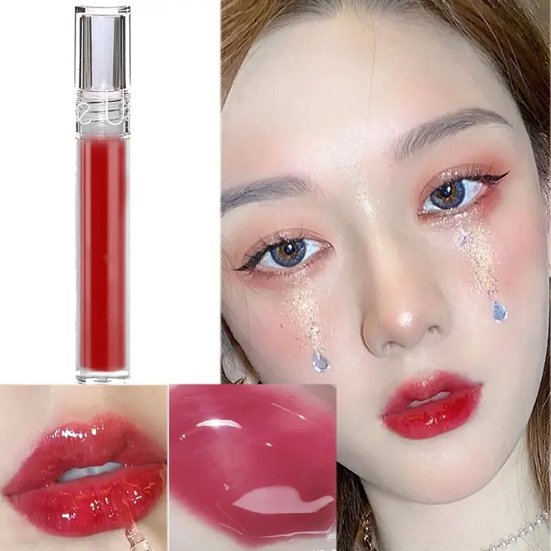 6 Colors Mirror Lip Glaze Jelly Gloss - Transparent Water Light Bright Durable Natural Moisturizing Lip Gloss