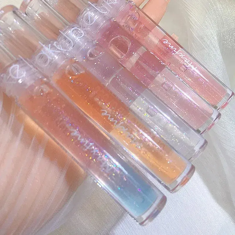 6 Colors Mirror Lip Glaze Jelly Gloss - Transparent Water Light Bright Durable Natural Moisturizing Lip Gloss