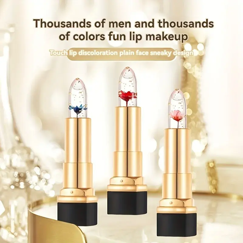 Temperature Color Changing Lip Balm Crystal Jelly Flower Gloss Lipstick Lasting Moisturizing Transparent Lip Makeup Cosmetic