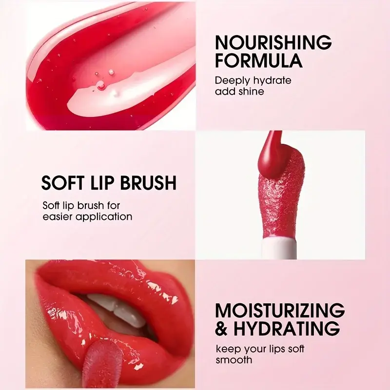 6 Colors Tinted Lip Oil High Shine Moisturizing Non-Sticky Nourishing Long-Lasting Hydration Vegan Cruelty-Free Lip Care