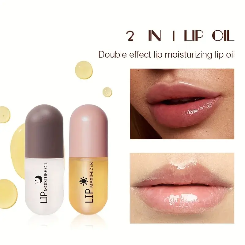 Ginger Extract & Peppermint Lip Plumper Set - Day/Night Repair Moisturizing Long-Lasting Lip Pack Special Effect Makeup