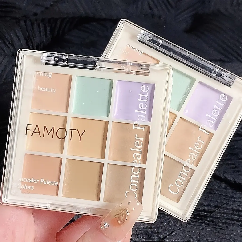 9-color Concealer Cream Palette, Covering Spot, Acne, Dark Circles, Tear Grooves Brightening Skin Tone Concealer