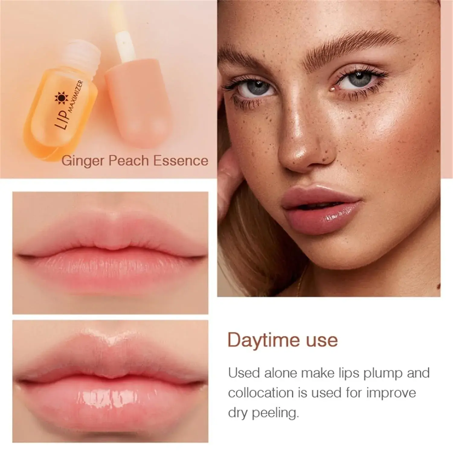 Ginger Extract & Peppermint Lip Plumper Set - Day/Night Repair Moisturizing Long-Lasting Lip Pack Special Effect Makeup
