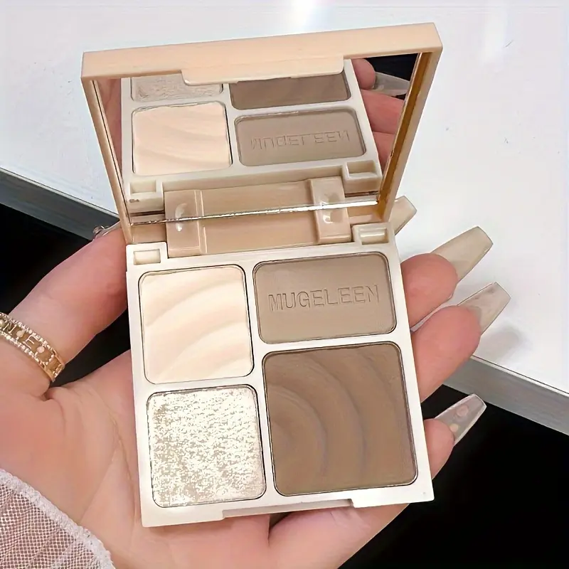 4 Colos Matte Highlighter & Bronzer Palette 1pc Face Shading Grooming Powder Long-Lasting Contouring Bronzer Cosmetic Makeup