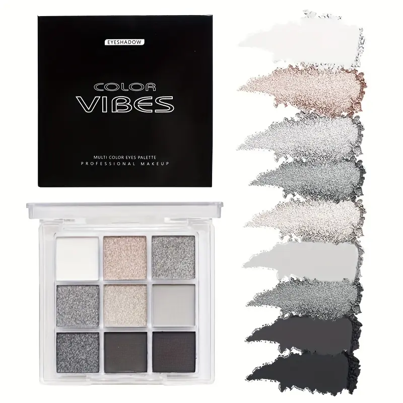 Multi-Color 9-Grid Eyeshadow Palette for Women Glitter Pearlescent Matte Shimmer Long-lasting Eye Makeup Cosmetic