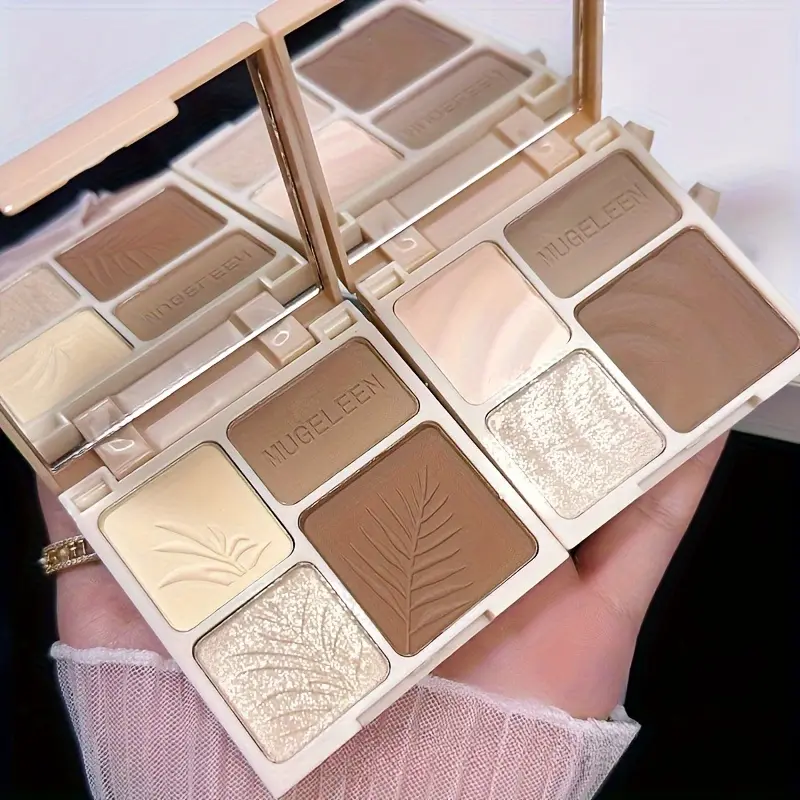 4 Colos Matte Highlighter & Bronzer Palette 1pc Face Shading Grooming Powder Long-Lasting Contouring Bronzer Cosmetic Makeup