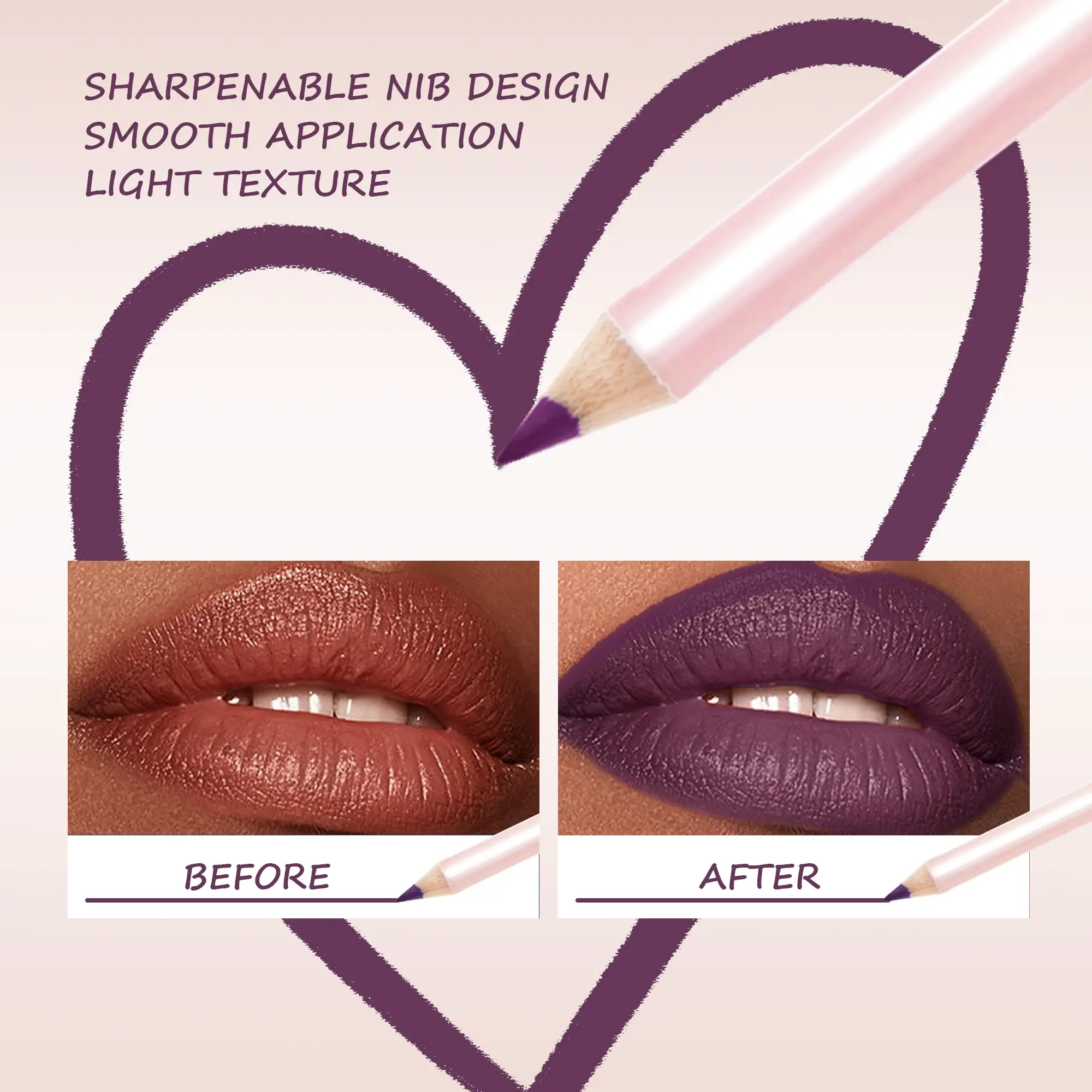 Matte Lip Liner Pencil Set of 12 Nude &Brown Shades Highly Pigmented Smooth Velvet Finish Long-Lasting Waterproof & Smudge-Proof