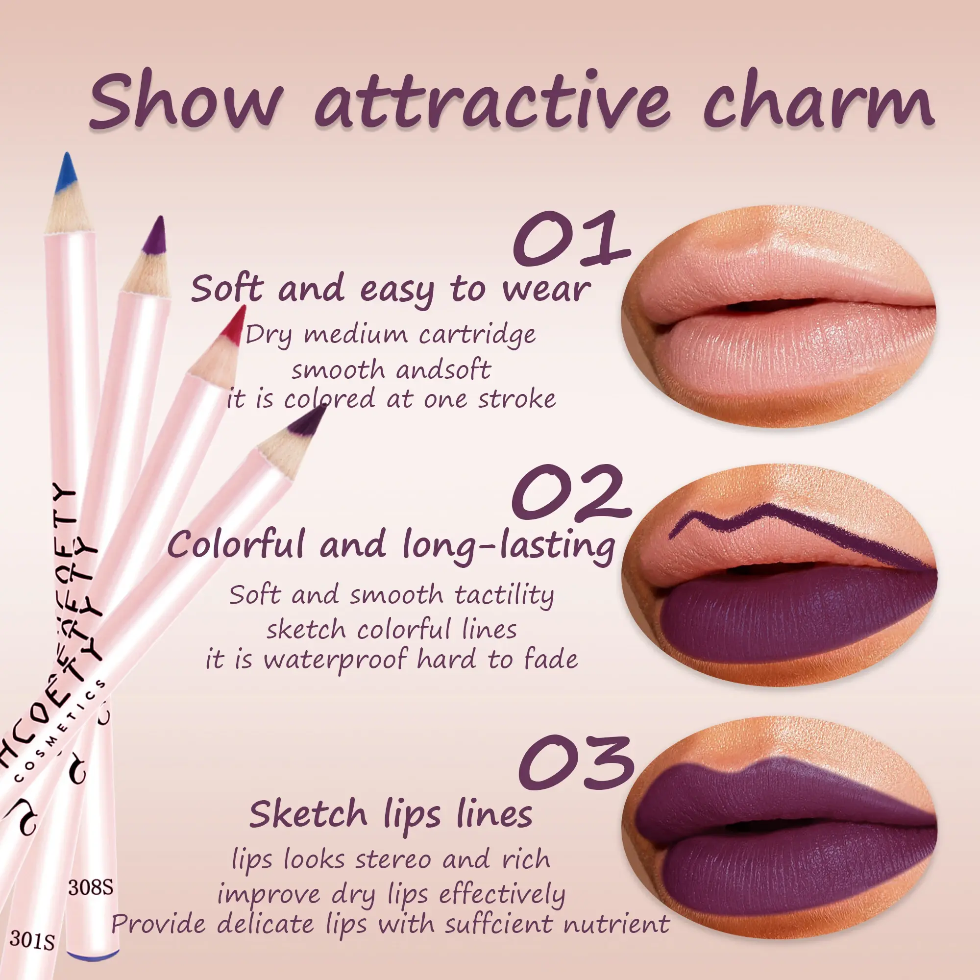 Matte Lip Liner Pencil Set of 12 Nude &Brown Shades Highly Pigmented Smooth Velvet Finish Long-Lasting Waterproof & Smudge-Proof