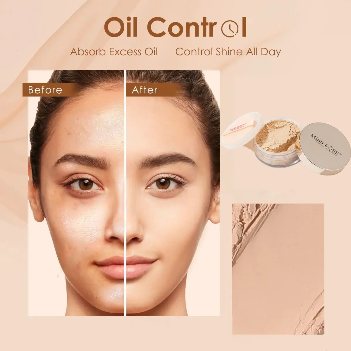 Translucent Waterproof Loose Setting Powder Natural Soft Oil Control Face Makeup Powder for Long-lasting Finish