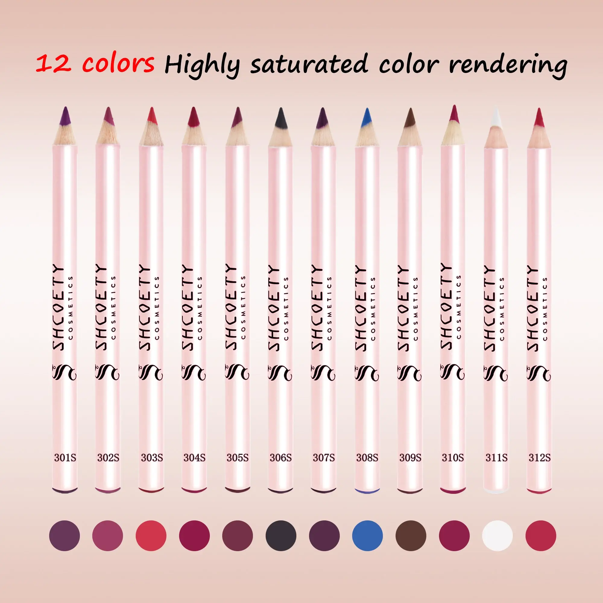 Matte Lip Liner Pencil Set of 12 Nude &Brown Shades Highly Pigmented Smooth Velvet Finish Long-Lasting Waterproof & Smudge-Proof