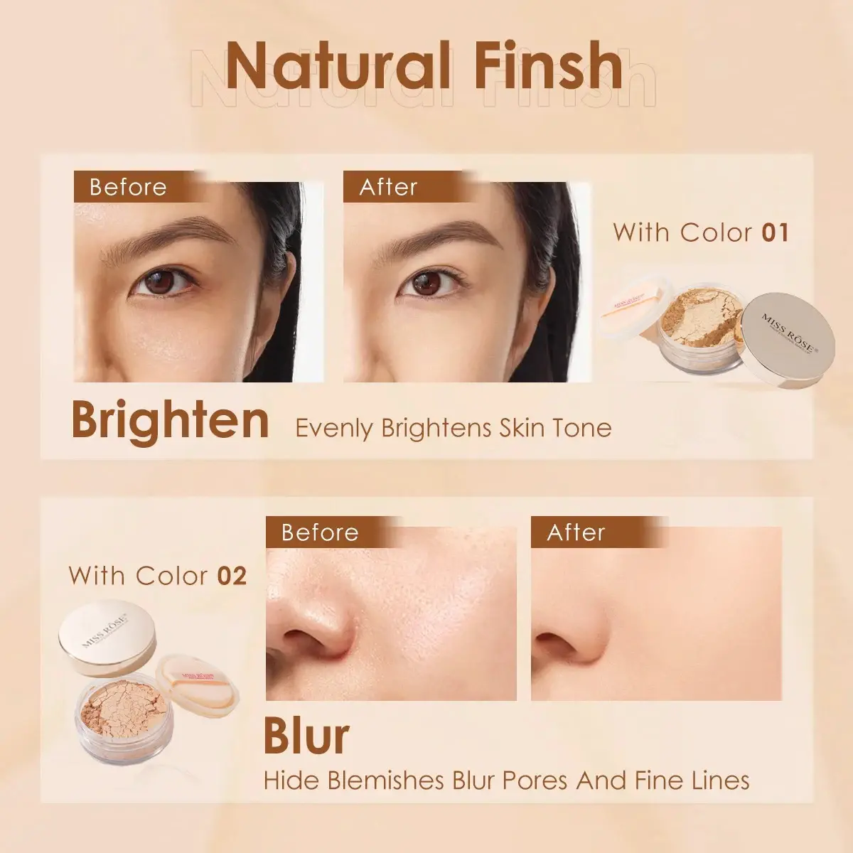Translucent Waterproof Loose Setting Powder Natural Soft Oil Control Face Makeup Powder for Long-lasting Finish