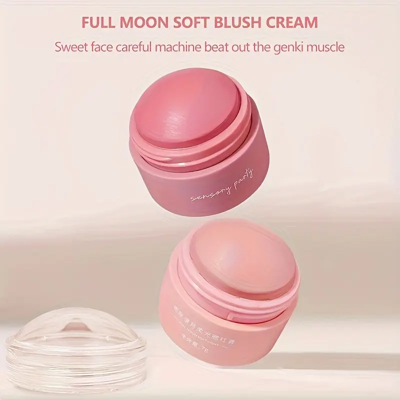 Cream blush ball,High-Pigment Formula,Semi-Matte & Powder Finish,Blendable Color blush Highlight stick for Eyes,Lips&Cheeks