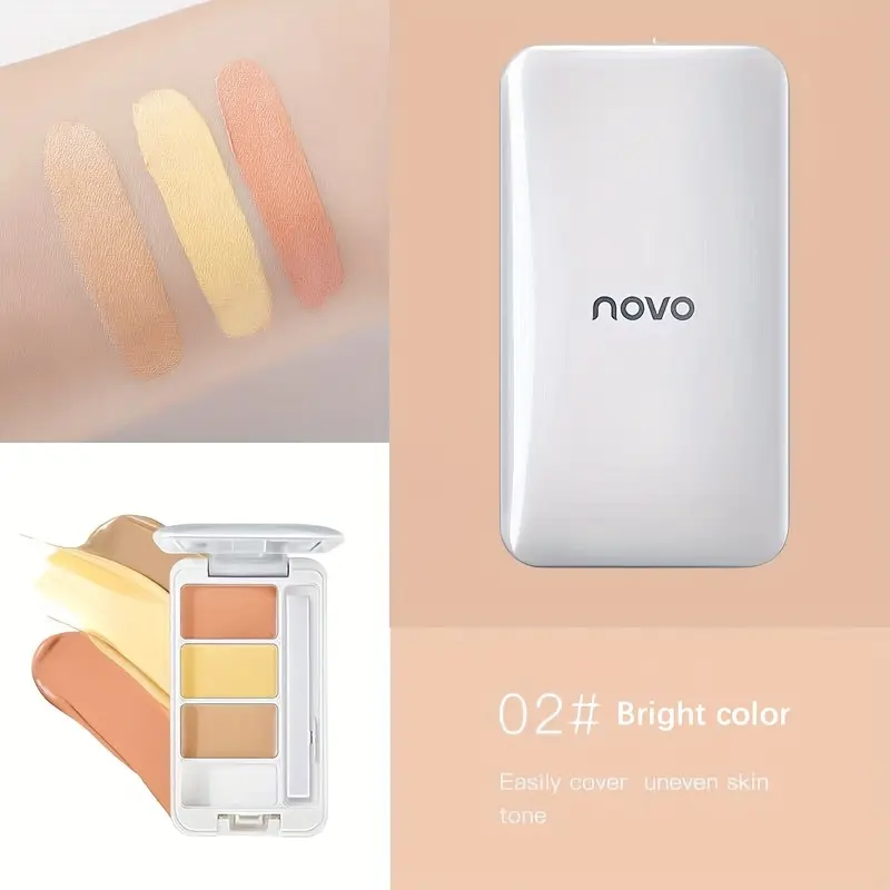 Three-Color Concealer Palette with Mirror Waterproof Dark Circle &Acne Mark Cover Tattoo Coverage Long-Lasting Makeup Foundation