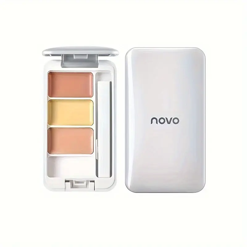Three-Color Concealer Palette with Mirror Waterproof Dark Circle &Acne Mark Cover Tattoo Coverage Long-Lasting Makeup Foundation