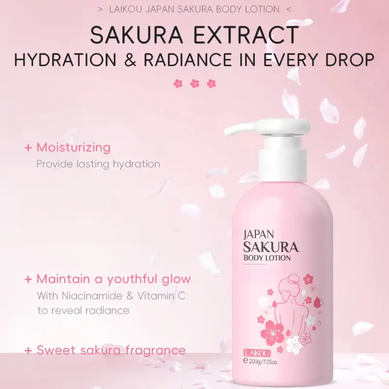 Cherry Blossom Body Cream 200g Moisturizing Lotion Daily Skin Care Essential Holiday Gift Idea