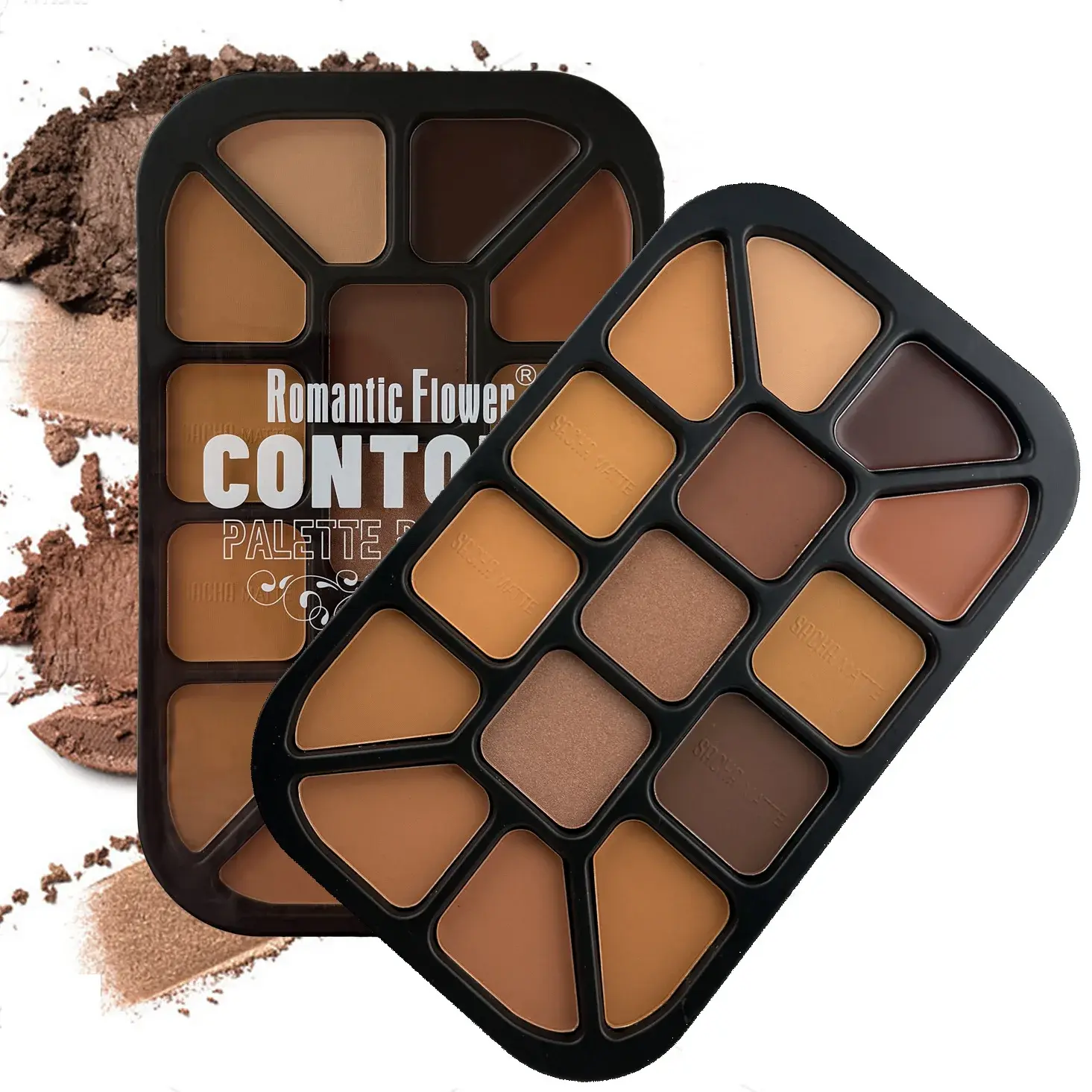 15-Color Face Contour Powder Palette Matte Highlighter Natural Shading Concealer Wet & Dry Formula for Face Sculpting Makeup