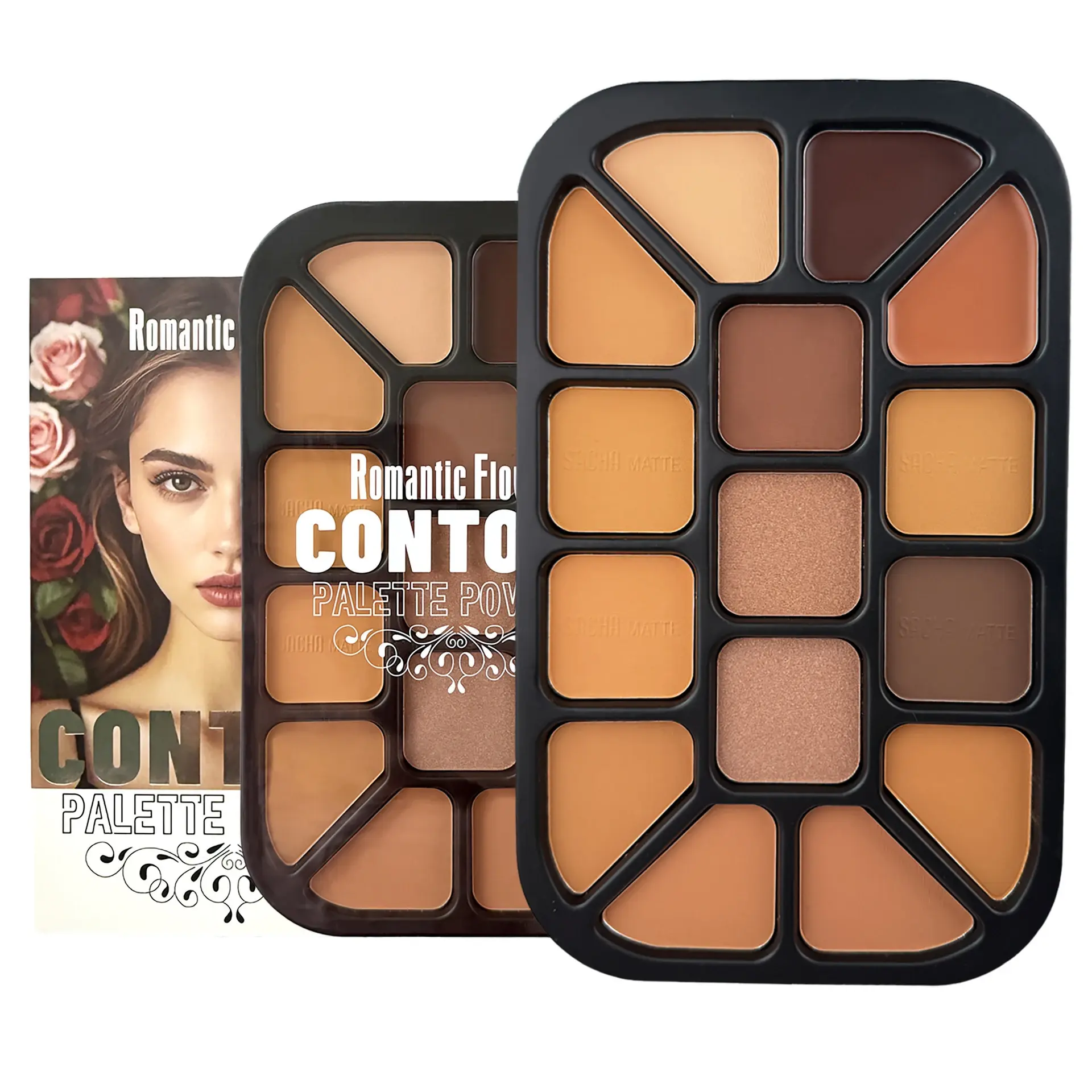 15-Color Face Contour Powder Palette Matte Highlighter Natural Shading Concealer Wet & Dry Formula for Face Sculpting Makeup