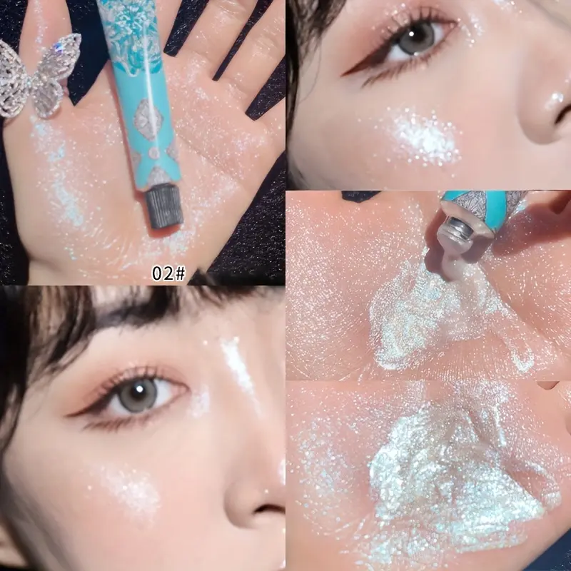 Diamond Glitter Highlighter Cream Liquid Makeup Face Contour Glow Body Shimmer Sparkling Illuminating Highlight for All Skin