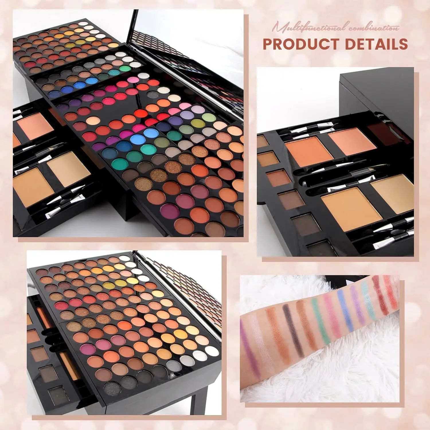 180 Colors Piano Eyeshadow Palette Matte & Shimmer Blush Set with Black Eyeliner Mother's Day Makeup Gift Kit For Mother's Day